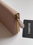 Prada Vitello Move Zip Around Long Wallet in Cammeo Nude Pink