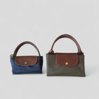 Longchamp Le Pliage Navy Blue & Green Small & Large Short Handle