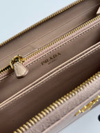 Prada Vitello Move Zip Around Long Wallet in Cammeo Nude Pink