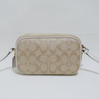 Coach Double Zip Crossbody Pouch in Light Khaki Chalk Signature Canvas