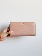 Prada Vitello Move Zip Around Long Wallet in Cammeo Nude Pink