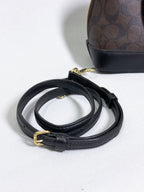 Coach Mini Sierra Handbag in Signature Brown Canvas with Strap