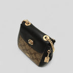 Coach Convertible Mini Backpack in Black and Khaki Signature Canvas