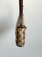 Gucci GG Canvas Abbey D-Ring Pochette Handbag Champagne Gold Hardware
