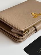 Prada Saffiano Leather Compact Wallet in Cammeo Multicolor