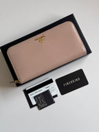 Prada Vitello Move Zip Around Long Wallet in Cammeo Nude Pink