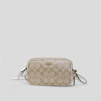 Coach Double Zip Crossbody Pouch in Light Khaki Chalk Signature Canvas