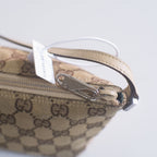 Gucci GG Canvas and Light Beige Leather Boat Pochette Bag