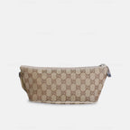 Gucci GG Canvas and Light Beige Leather Boat Pochette Bag