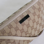 Gucci GG Canvas and Light Beige Leather Boat Pochette Bag