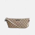 Gucci GG Canvas and Light Beige Leather Boat Pochette Bag