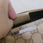 Gucci GG Canvas and Light Beige Leather Boat Pochette Bag
