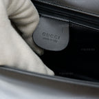 Gucci Vintage Black Leather and Gold Hardware Shoulder Bag