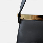 Gucci Vintage Black Leather and Gold Hardware Shoulder Bag