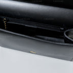 Gucci Vintage Black Leather and Gold Hardware Shoulder Bag