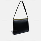 Gucci Vintage Black Leather and Gold Hardware Shoulder Bag