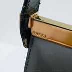 Gucci Vintage Black Leather and Gold Hardware Shoulder Bag