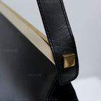Gucci Vintage Black Leather and Gold Hardware Shoulder Bag