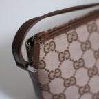 Gucci GG Canvas and Espresso Leather Boat Pochette Bag