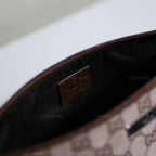 Gucci GG Canvas and Espresso Leather Boat Pochette Bag