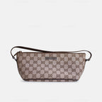 Gucci GG Canvas and Espresso Leather Boat Pochette Bag