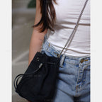 Gucci Canvas and Leather in Classic Black Bucket Bag