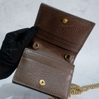 Gucci Ophidia GG Sherry Line Leather Compact Wallet on Chain