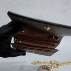 Gucci Ophidia GG Sherry Line Leather Compact Wallet on Chain