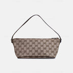 Gucci GG Canvas and Light Espresso Leather Boat Pochette Bag