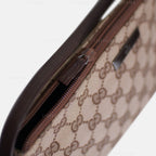 Gucci GG Canvas and Light Espresso Leather Boat Pochette Bag