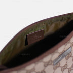 Gucci GG Canvas and Light Espresso Leather Boat Pochette Bag