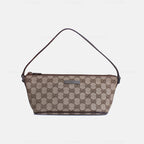 Gucci GG Canvas and Light Espresso Leather Boat Pochette Bag
