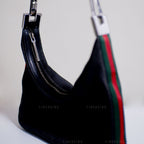 Gucci Cherry Line Black Denim Hobo Bag
