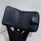 Prada Black Saffiano Leather Compact Wallet