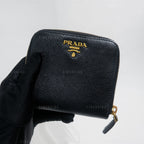 Prada Black Saffiano Leather Compact Wallet