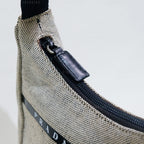 Prada Mini Hobo Gray/Beige Canvas Handbag