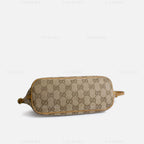 Gucci GG Canvas and Tan Leather Boat Pochette Bag