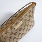 Gucci GG Canvas and Tan Leather Boat Pochette Bag