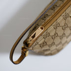 Gucci GG Canvas and Tan Leather Boat Pochette Bag