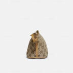Gucci GG Canvas and Tan Leather Boat Pochette Bag