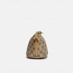 Gucci GG Canvas and Tan Leather Boat Pochette Bag