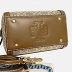 Tory Burch Mini Logo Monogram Duffle Bag in Brown