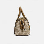 Tory Burch Mini Logo Monogram Duffle Bag in Brown