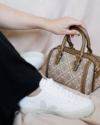 Tory Burch Mini Logo Monogram Duffle Bag in Brown