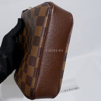 Louis Vuitton 2003 Damier Ebene Trousse Pochette Makeup Handbag