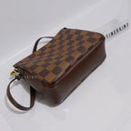 Louis Vuitton 2003 Damier Ebene Trousse Pochette Makeup Handbag